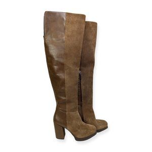 Circus by Sam Edelman Howell Brown Leather Suede Platform Over the Knee Boots